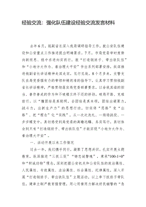 经验交流：强化队伍建设经验交流发言材料.docx