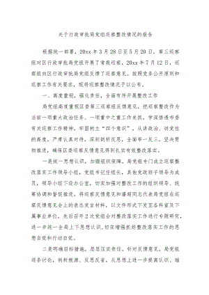 关于行政审批局党组巡察整改情况的报告.docx