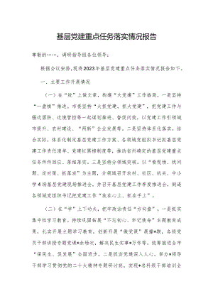 基层党建重点任务落实情况报告.docx