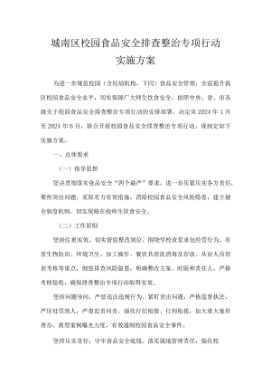 城南区校园食品安全排查整治专项行动实施方案.docx