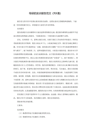 导尿的实训报告范文（13篇）.docx