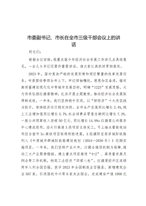 在全市三级干部会议上的讲话（市委副书记、市长）.docx
