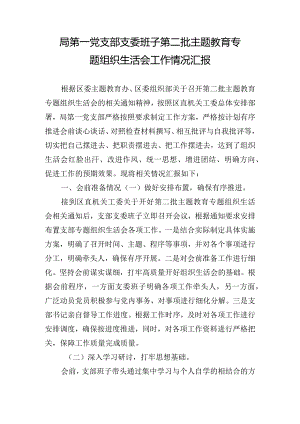 局第一党支部支委班子第二批主题教育专题组织生活会工作情况汇报.docx