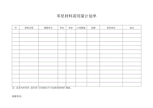 零星材料领用计划单.docx