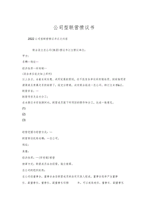 公司型联营协议书.docx
