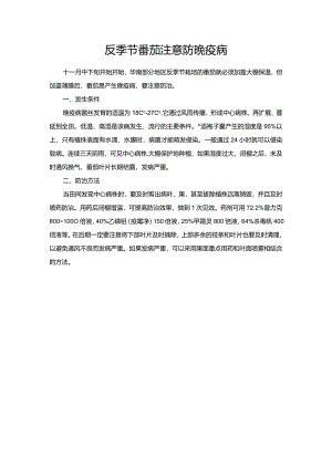 反季节番茄注意防晚疫病.docx