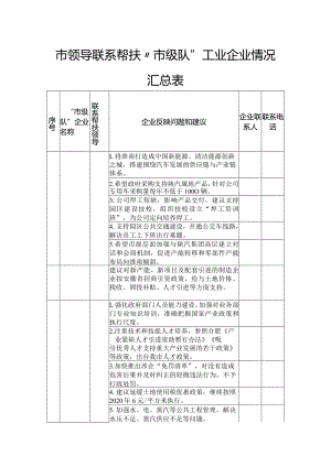 市领导联系帮扶“市级队”工业企业情况汇总表.docx