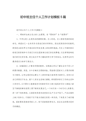 初中班主任个人工作计划模板5篇.docx