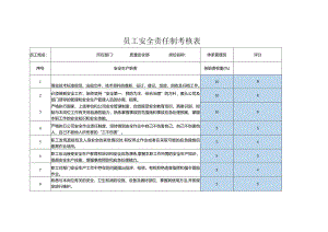 员工安全责任制考核表质量安全部体系管理员.docx