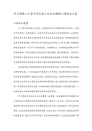 学习遵循二十届中央纪委三次全会精神心得体会5篇.docx
