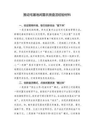 推动宅基地闲置农房盘活经验材料.docx