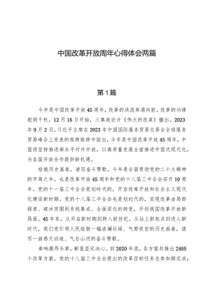 中国改革开放周年心得体会两篇.docx