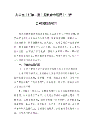 办公室主任第二批主题教育专题民主生活会对照检查材料.docx