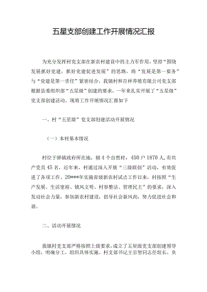 五星支部创建工作开展情况汇报.docx