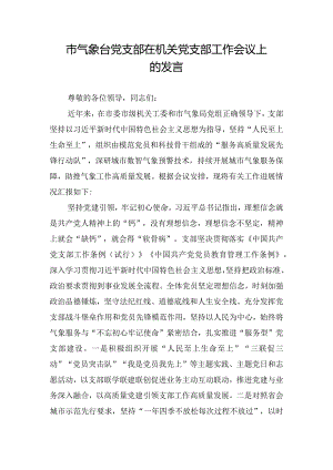 市气象台党支部在机关党支部工作会议上的发言.docx