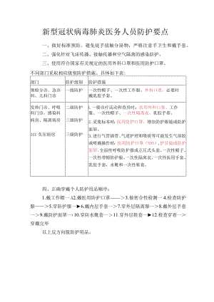 新型冠状病毒肺炎医务人员防护要点.docx