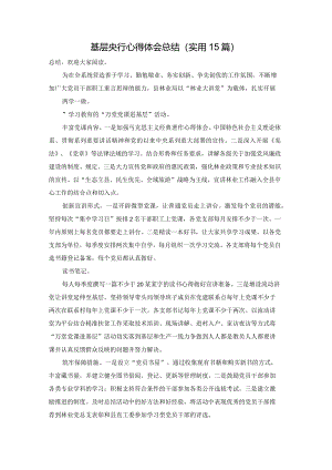 基层央行心得体会总结（实用15篇）.docx