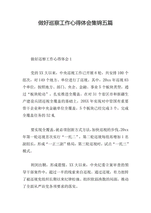 做好巡察工作心得体会集锦五篇.docx