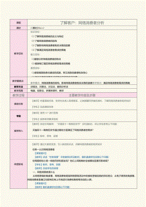 中职《网络营销》教案 第2课 了解客户：网络消费者分析.docx