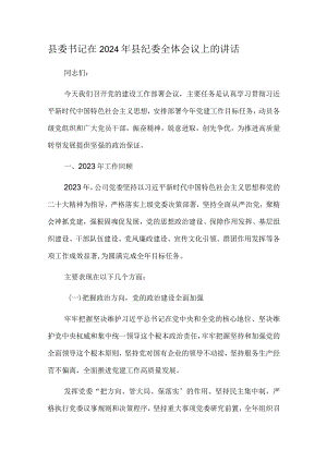 县委书记在2024年县纪委全体会议上的讲话.docx