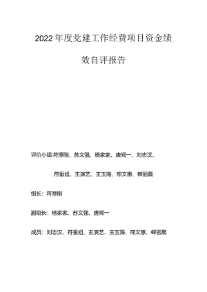 2022年度党建工作经费项目资金绩效自评报告.docx