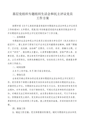基层党组织专题组织生活会和民主评议党员工作方案.docx