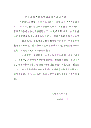 兴唐小学“世界艾滋病日”活动总结.docx