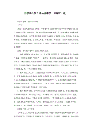 开学典礼校长讲话稿中学（实用20篇）.docx