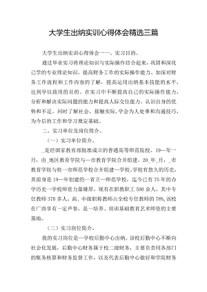 大学生出纳实训心得体会精选三篇.docx