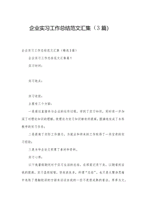 企业实习工作总结范文汇集（3篇）.docx
