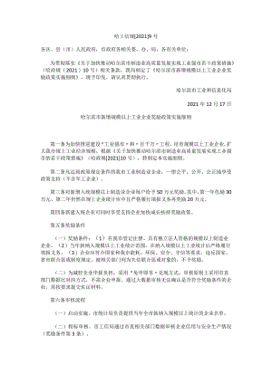 哈尔滨市新增规模以上工业企业奖励政策实施细则.docx
