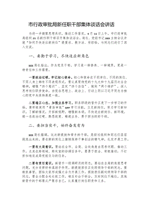 市行政审批局新任职干部集体谈话会讲话.docx