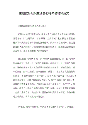 主题教育组织生活会心得体会精彩范文.docx