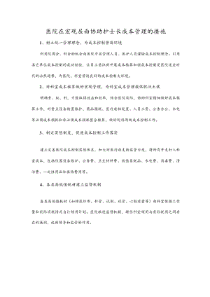 医院在宏观层面协助护士长成本管理的措施.docx