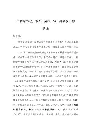 在全市三级干部会议上的讲话（市委副书记、市长）.docx