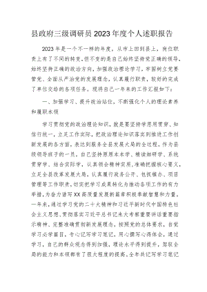 县政府三级调研员2023年度个人述职报告.docx