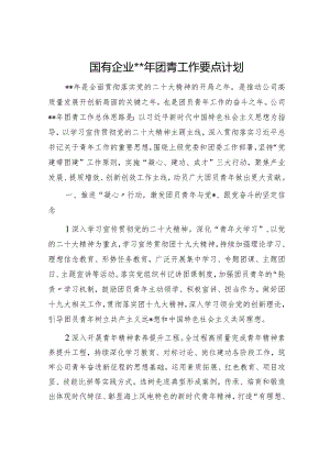 国企公司2023年团青工作要点计划.docx