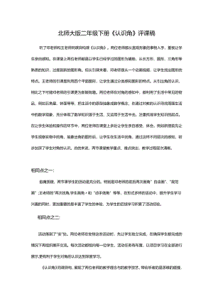 北师大版二年级下册《认识角》评课稿.docx