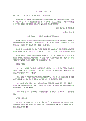 哈尔滨市加大工业投资力度扶持计划实施细则.docx