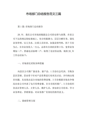 市场部门总结报告范文三篇.docx