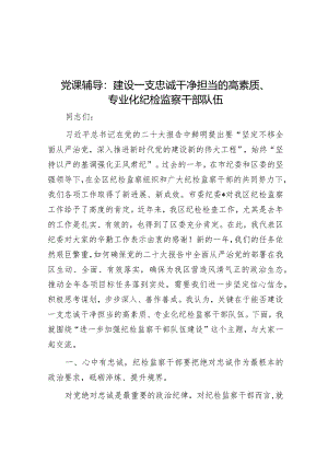 党课辅导：建设一支忠诚干净担当的高素质、专业化纪检监察干部队伍.docx