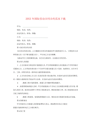 20XX年国际劳动合同范本下载.docx