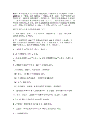重庆市消防安全重点单位界定标准（试行）2023.docx