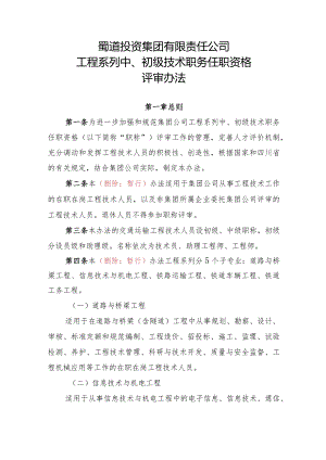 集团工程系列中、初级职称评审暂行办法（征求意见稿）.docx