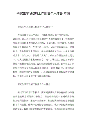 研究生学习政府工作报告个人体会12篇.docx