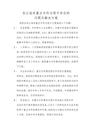 重点专科问题与解决方案报告书.docx