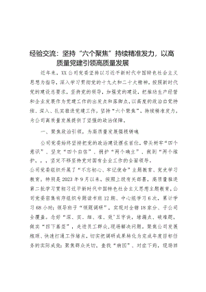 经验交流：坚持“六个聚焦”持续精准发力以高质量党建引领高质量发展&在入团大会暨18岁成人礼仪式讲话.docx