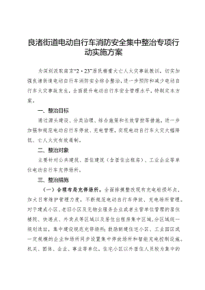 良渚街道电动自行车消防安全集中整治专项行动实施方案.docx