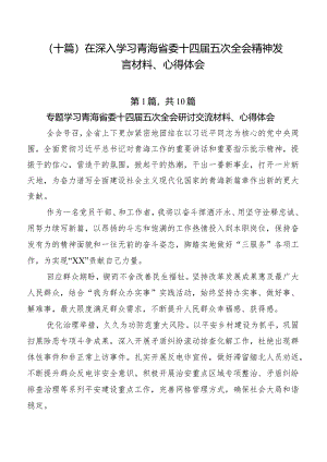 （十篇）在深入学习青海省委十四届五次全会精神发言材料、心得体会.docx