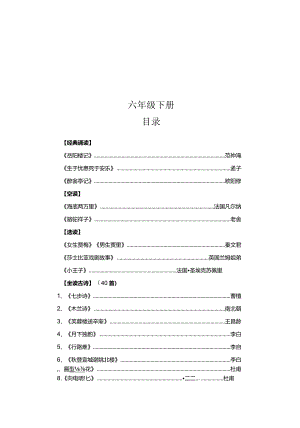 部编人教版小学六年级下学期下册必备古诗词汇编（可打印）.docx